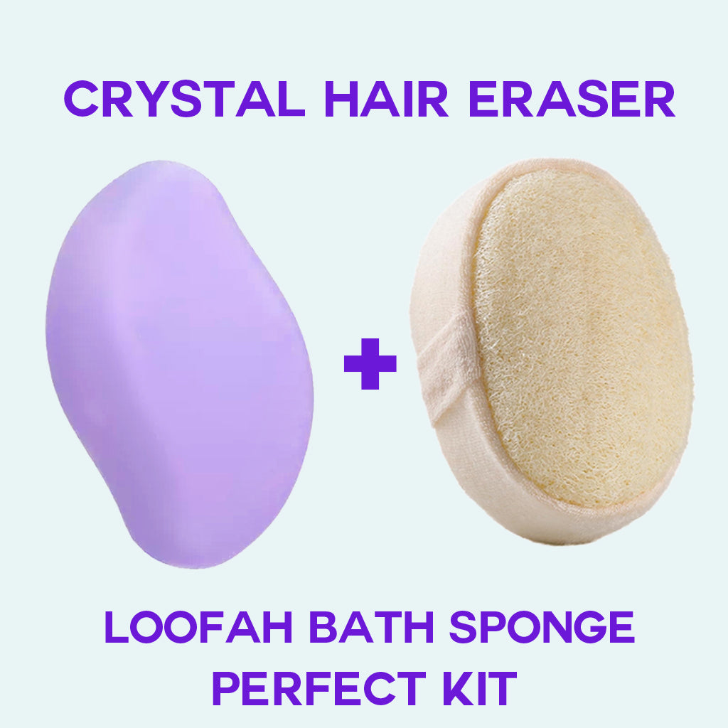 Skin Care Kit :  Crystal Hair Eraser & Loofah Bath Sponge